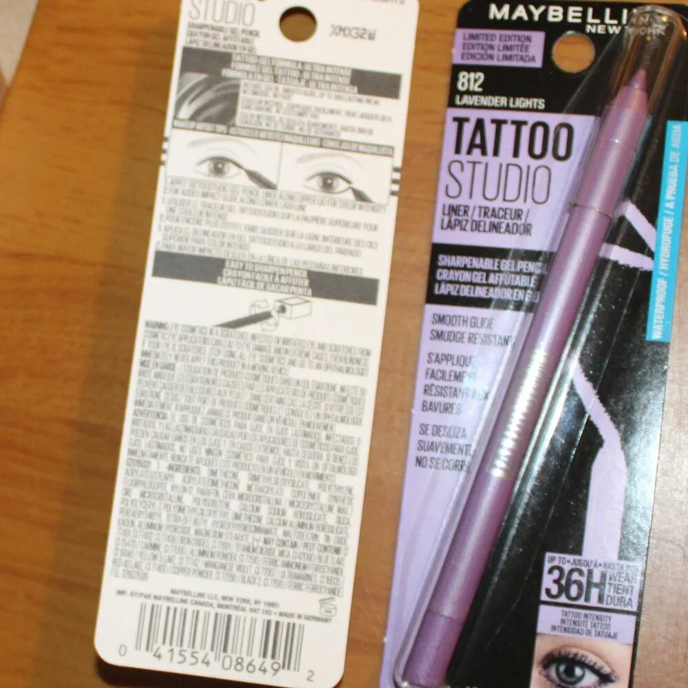 Maybelline 812 Lavendar Lights Eyeliner 36H Tattoo Studio Gel Pencil 2 Pc Set